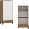 Jugendzimmer Set RISBY-129 mit Eckkleiderschrank und Schreibtisch in Eiche mit weiß und Rillen Design Bild 4