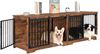 Hundekäfig Möbel für 2 Hunde, Doppel-Hundekäfig mit Trennwand, Robuste Hundebox aus Holz, Hundekäfige mit Scheunentür, TV-Ständer-Design für Mittelere/Große Hunde, Vintagebraun Bild 2