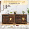 Hundekäfig Möbel für 2 Hunde, Doppel-Hundekäfig mit Trennwand, Robuste Hundebox aus Holz, Hundekäfige mit Scheunentür, TV-Ständer-Design für Mittelere/Große Hunde, Vintagebraun Bild 3