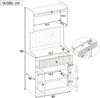 Merax Hochschrank, Highboard mit verstellbaren Regalböden und Schubladen, Küchenschrank mit LED-Beleuchtung und Riffelglas , Ideal für Esszimmer, Wohnzimmer und Küche (Weiß) Bild 4
