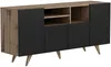 Vente-unique - Sideboard mit 4 Türen & 3 Regalfächern - Schwarz & Holzfarben - MOSTIA Bild 3