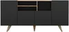 Vente-unique - Sideboard mit 4 Türen & 3 Regalfächern - Schwarz & Holzfarben - MOSTIA Bild 2