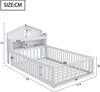 Merax Kinderbett Hausbett 90x200cm mit Lattenrost, Bodenbett Spielbett mit Tür und Staufach, Einzelbett Holzbett mit Tafel, Weiß Bild 4