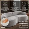 skølm 'Loki' Sofa 2 Sitzer, Vollschaumcouch mit Federkern und Vakuum-Kompression, kein Aufbau erforderlich, mit 2 Kissen, Teddy-Bouclé-Stoff in grau Bild 4