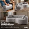 skølm 'Loki' Sofa 2 Sitzer, Vollschaumcouch mit Federkern und Vakuum-Kompression, kein Aufbau erforderlich, mit 2 Kissen, Teddy-Bouclé-Stoff in grau Bild 3