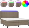 vidaXL Boxspringbett mit Matratze & LED Stoff Taupe 200x200 cm, Härtegrad: H2 [3138505] Bild 2