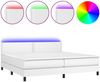 vidaXL Boxspringbett mit Matratze & LED Weiß 200x200 cm Kunstleder, Härtegrad: H2 [3134184] Bild 2