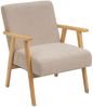 DRW Vintage-Sessel aus Chenille-Stoff und Holz in Beige und Natur Bild 1