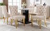 Esszimmerstuhl 6er-Set, Samt mit Edelstahlgestell & Türklopfer, 50,5x45x95 cm, Beige/Gold Bild 4
