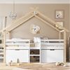 Flieks Kinderbett, Hausbett Halbhohes Bett 90x200cm mit Dach, Leiter und 2 Schubladen Bild 2