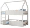 Kinderhochbett 90x200 Hausbett Etagenbett mit Spielbereich Tür Geländer Leiter Holz Jugendbett platzsparend,Weiß Bild 5