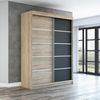 Schwebetürenschrank PARIS 2-türig Schrank 160 cm (mit Spiegel) Farbe: Sonoma , schwarz Bild 2