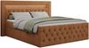 Boxspringbett, Stauraumbett mit Bettkasten, LED - GOLD-9 - 160x200cm - Orange Stoff - H3 Bild 3