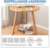 HEYHIPPO Beistelltisch Warmweißer doppelschichtiger Couchtisch aus Holz kleiner Beistelltisch (Ein Tisch, Rutschfest, nur 0,28 m² Fläche, stabile Dreiecksstruktur), Moderner kleiner Nachttisch, Couchtisch, einfache Montage,50×50×60 cm Bild 4