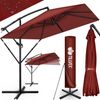 tillvex® Alu Sonnenschirm Rechteckig Ø 330 cm Rot + Abdeckung mit Kurbel | Ampelschirm Eckig mit Ständer & Windschutz | Gartenschirm UV-Schutz Aluminium | Kurbelschirm Marktschirm wasserdicht 360° drehbar Bild 2