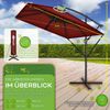 tillvex® Alu Sonnenschirm Rechteckig Ø 330 cm Rot + Abdeckung mit Kurbel | Ampelschirm Eckig mit Ständer & Windschutz | Gartenschirm UV-Schutz Aluminium | Kurbelschirm Marktschirm wasserdicht 360° drehbar Bild 4