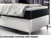 MEBLINI Kinderbett mit Bettkasten MAYA 3 90x200 Links – H3/Schwarz Samt Gepolstert Einzelbett mit Matratze - Polsterbett mit Stauraum - Bett mit Kopfteil – Stauraumbett Bild 4