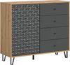 Highboard (B/H/T: 110x96x40 cm) in Artisan Oak Nachbildung und anthrazit matt Bild 1