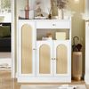 Flieks Schuhschrank Rattan Schuhkommode mit verstellbaren Einlegeböden (B90/T35/H110 cm, 1-St, Schrank für Wohnzimmer, Esszimmer, Flur, Schlafzimmer) Mehrzweckschrank Schuhregal mit 1 Schubladen und 3 Türen Weiß Bild 3