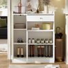 Flieks Schuhschrank Rattan Schuhkommode mit verstellbaren Einlegeböden (B90/T35/H110 cm, 1-St, Schrank für Wohnzimmer, Esszimmer, Flur, Schlafzimmer) Mehrzweckschrank Schuhregal mit 1 Schubladen und 3 Türen Weiß Bild 2