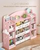 Kinderregal, Bücherregal Kinder aus Holz, Spielzeugregal mit 8 Stoffschubladen für Kinderzimmer, Wohnzimmer, Arbeitszimmer Rosa 30 x 140 x 104 cm Bild 5