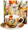 DUO Flowers Classic Tasse mit Untertasse 250 ml TULIPS New Bone China Porzellan Bild 2