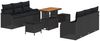 vidaXL Garten-Sofa-Set mit Kissen mit Speicher 9 pcs Schwarz 3364169 Bild 2