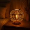 LED Tischleuchte, Bambus-Geflecht, Höhe 33,5 cm Bild 5