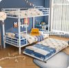 Etagenbett 90×200 cm mit Ausziehbett 90×190 cm, Rausfallschutz, Leiter, Metall, Weiß, ohne Matratze Bild 4
