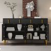 Sideboard 140 x 38 x 82 cm aus MDF, schwarz mit 4 Türen & 4 Schubladen, Goldakzenten Bild 5