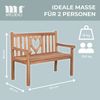 MR. DEKO Gartenbank Teak Herz 120 cm – massiv & romantisch für zwei Verliebte (2-Sitzer Bank, zerlegt geliefert, ideal für Terrasse, 1-St), Massive Sitzbank Garten und Balkon, 250 kg belastbar Bild 3