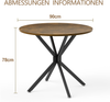 Runder Esstisch 90 x 90 x 78 cm, Vintagebraun-Schwarz, kratzfeste Tischplatte mit Metallbeinen Bild 5