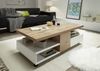 Couchtisch >RENNES< mit Fach+Schub, MDF weiss / Dekor Eiche - 120x40x60 (BxHxT) Bild 2