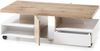 Couchtisch >RENNES< mit Fach+Schub, MDF weiss / Dekor Eiche - 120x40x60 (BxHxT) Bild 5