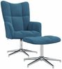 vidaXL Relaxsessel mit Hocker Blau Samt [328138] Bild 2