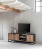 TV Board Cosmo aus Teakholz, Industrial Design, Natur, Metallgestell, 165 cm breit Bild 4