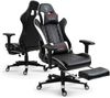 Gaming Stuhl Chair Racing mit Fußstütze und ergonomsichen 4D-Armlehnen Schwarz/Weiß Bild 4