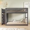 Novelux Niedriges Etagenbett 140x200 cm mit Sicherheitstreppe und Stauraum – Holzbett Grau, hoher Rausfallschutz, unten als Spielfläche für Kinder nutzbar Bild 3