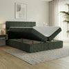 Boxspringbett RALF 160 x 200 cm mit Bettkasten, Topper und gepolstertem Kopfteil. Farbe: Grün, Härtegraden: H2 , Topper: Visco-Topper Bild 3