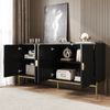 Merax Sideboard mit geometrischem Muster, PB und MDF schwarz, 162 x 40 x 80 cm Bild 3