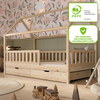 Crazy Pine 'Crazy Blanco' Hausbett mit Rausfallschutz, Skandinavisches Design, Naturholz, Natur, 100x190 cm, mit Schubladen Bild 3