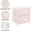 mDesign Nachttisch Kommode Schrank Organizer Stoff Metall MDF Rosa / Weiß Bild 5