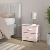 mDesign Nachttisch Kommode Schrank Organizer Stoff Metall MDF Rosa / Weiß Bild 3