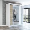 Schwebetürenschrank NEO 2-türig Schrank 160 cm (mit Spiegel) Farbe: Weiß , sonoma Bild 2