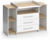 Wickelkommode Oskar Weiß/Goldkraft Eiche 143.2 x 93 cm mit 3 Schubladen Vicco Bild 3
