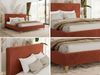 Design Polsterbett LUMARO CLASSIC 180 x 200 cm mit Lattenrost & 12cm hohen Füßen, Doppelbett mit Kopfteil, Konfigurierbar - Orange Plüsch Bild 2