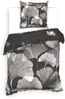 Heckett & Lane BCI Twill Bettwäsche 155x220 Debra grey Blätter Gingko schwarz Bild 2