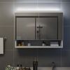 LED Spiegelschrank, Badezimmerschrank Weiß 80x15x60 cm MDF Bild 3