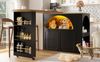 Mobiler Bartisch 135-205x39x100 cm mit LED, Rollen & Snackregal, 360° drehbar, schwarz Bild 4