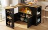 Mobiler Bartisch 135-205x39x100 cm mit LED, Rollen & Snackregal, 360° drehbar, schwarz Bild 5